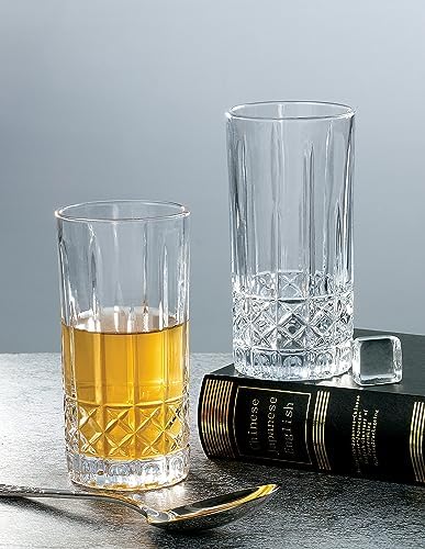 Lorren Home Trends Tall 12 Ounce Drinking Glass-Textured Cut Glass