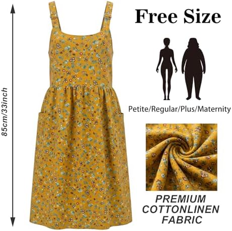 Vintage Apron for Women with Pockets Adjustable Straps for Kitchen