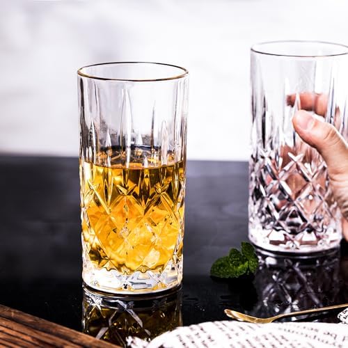 Highball Glasses Collins Tall Beverage Set of 6, 14 Ounce Cups