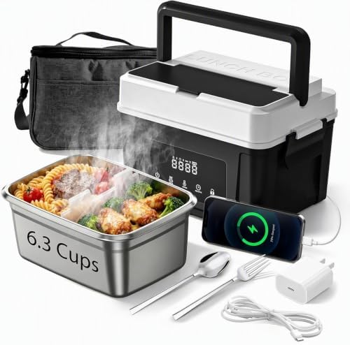 Cordless Heated Lunch Box for Men, 5-Side Self-Heating