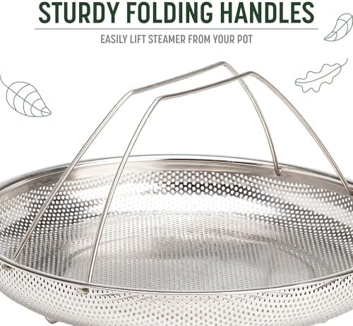 Goodful All-In-One Pan Steamer Basket, Premium Stainless Steel Construction, Dishwasher Safe, Perfect for Steaming Vegetables, Full Handle for Easy Use