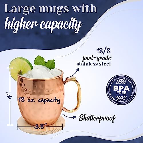 Kitchen Science Premium Hammered Copper Moscow w/Thumb Rest Mugs