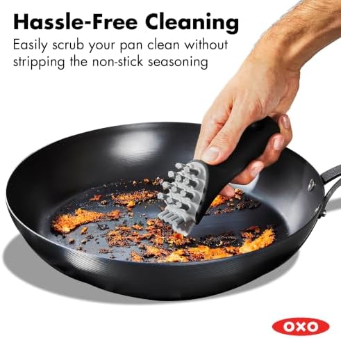 OXO Obsidian 10” Carbon Steel Frying Pan, Pre-Seasoned Skillet with