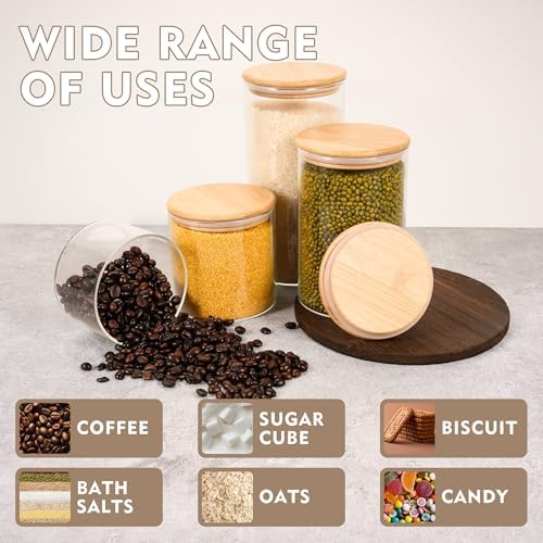 2PCS Glass Storage Jars with Airtight Lids,32 fl oz (950ml) Cute Clear