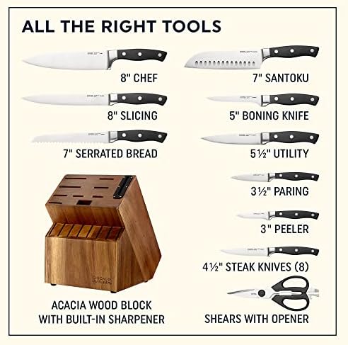 Chicago Cutlery 18-Piece Knife Block Set, Black