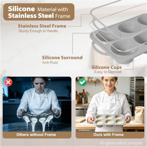 Silicone Muffin Pan Set for Baking: 6 12 24 Cupcake Tin for Various