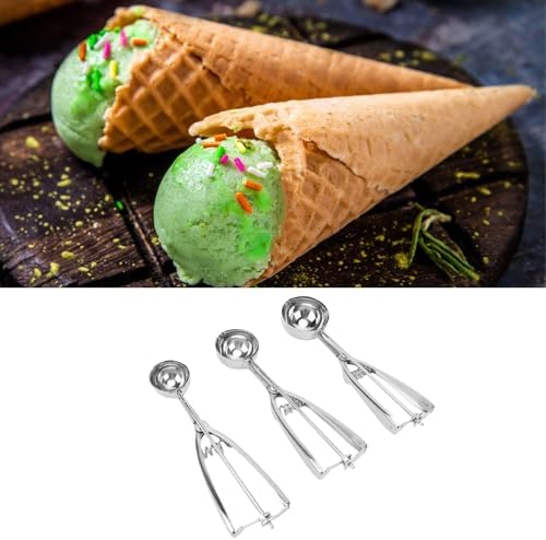 Tyenaza 3Pcs Cookie Scoop Set, 304 Stainless Steel Ice Cream Scooper