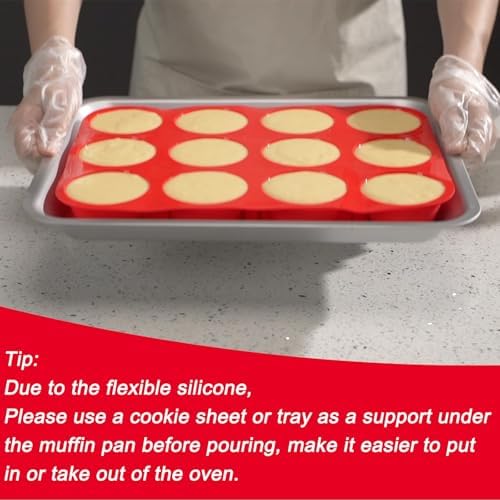 Redfly 2 Pack Silicone Muffin Pans for Baking & Cupcake Pan - 12 Cup