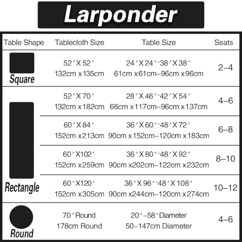 Larponder Fall Black Halloween Tablecloth Rectangle, Jacquard, 52" x
