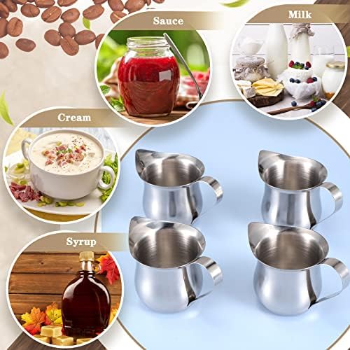 Honeydak 4 Pcs 3 oz Creamer Pitcher, small Stainless Steel Bell