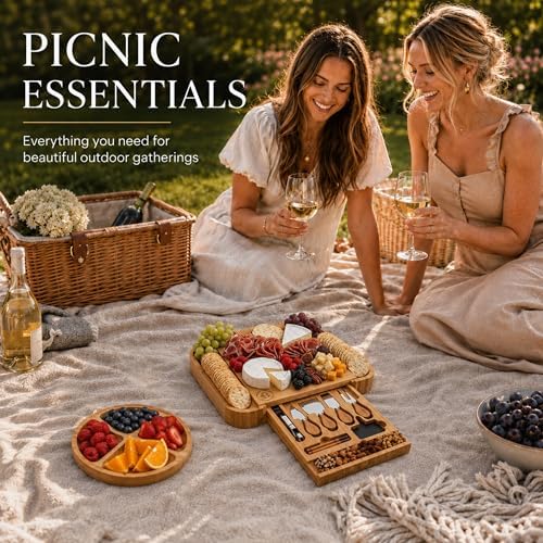 Charcuterie Board Cheese Board Set with Accessories - Bamboo Wooden