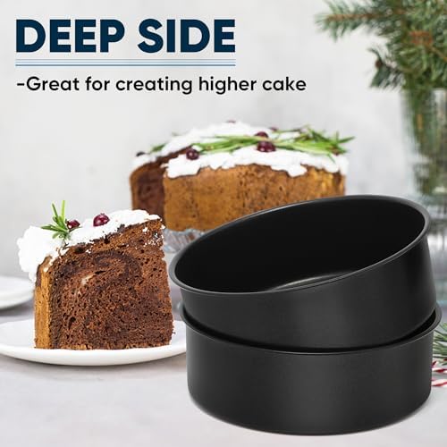 E-far 91⁄2 x 3 Inch Cake Pan Set of 2, Nonstick Stainless Steel Round