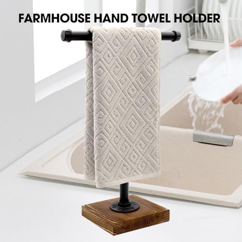 T-Shape 15'' Black Hand Towel Holder Stand