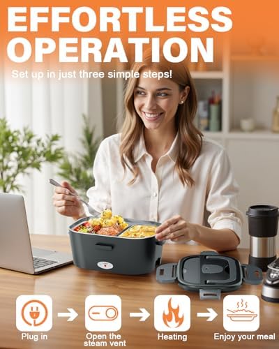 Geveniss Electric Lunch Box for Men, Women & Adults - 80W Fast Heating