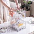 2 Pack Stackable Organizer Drawers, Clear Desk Storage Box,Transparent