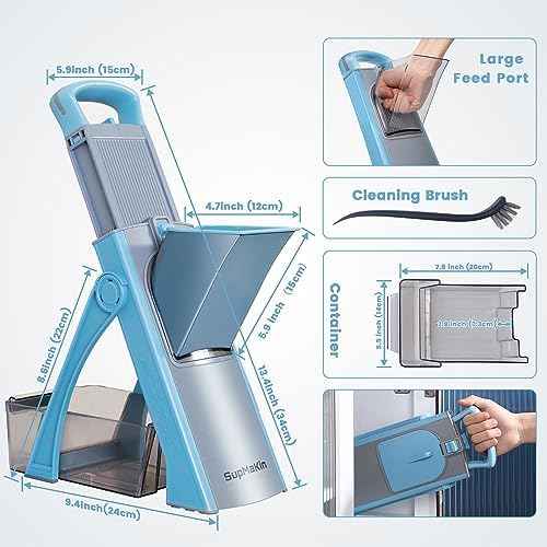 SupMaKin Safe Mandoline Slicer Plus for Kitchen Adjustable Potato Slicer
