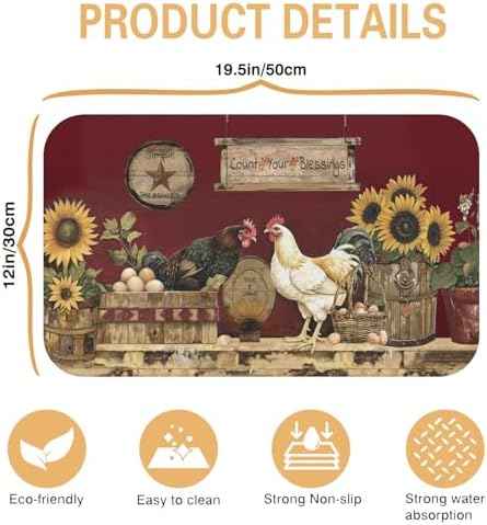 Kitchen Countertop Dish Drying Mat,Super Absorbent Coffee Bar Mat for