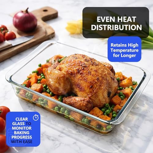4-Piece Deep Glass Baking Dish Set with Plastic Lids