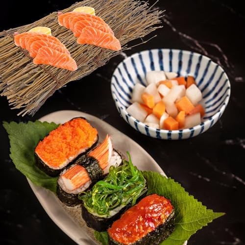 GANAZONO 15 Pcs Miniature Sushi Fence Plates Bamboo Style for
