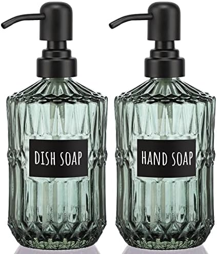Segbeauty Glass Soap Dispenser Set, 2 Pack, 15.2oz, Green