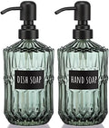 Segbeauty Glass Soap Dispenser Set, 2 Pack, 15.2oz, Green