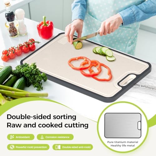 Titanium Cutting Board, Double Sided Food Grade Pure Titanium/PP