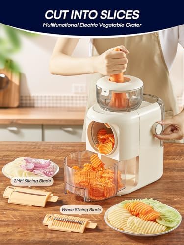 FOHERE 6-in-1 Electric Cheese Grater Slicer Shredder