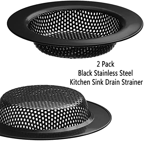 2 Pcs Black Stainless Steel Mesh Sink Drain Strainer, 4.5" Top / 3"