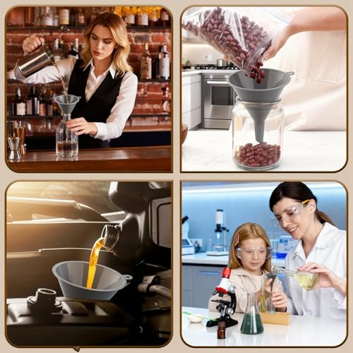 3Piece Plastic Kitchen Funnel Set, Multifunctional Funnels for Filling