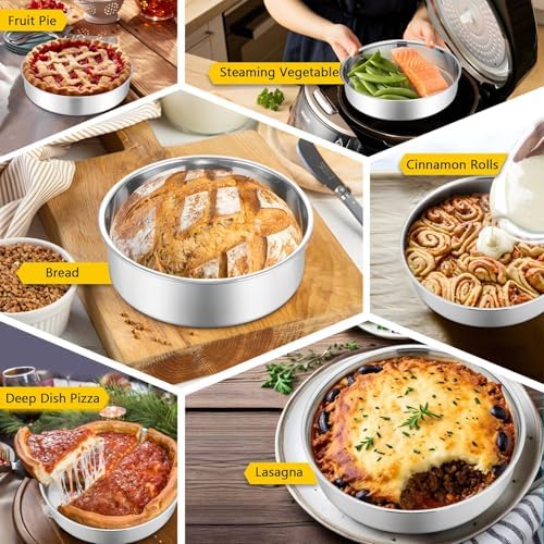 P&P CHEF 6 Inch Cake Pan Set, Round Baking Cake Pans, Silver & 2 Pcs