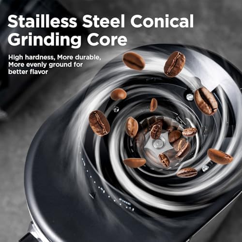 Ollygrin Burr Coffee Grinder, 30 Settings, Sliver & Black