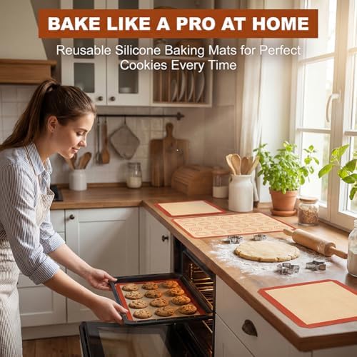 Non-Stick Silicone Baking Mat Set, Extra Thick
