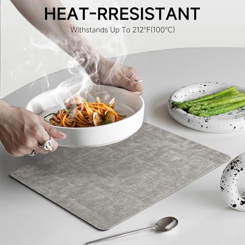Faux Leather Vinyl Placemats Set of 6 Wipeable Heat Resistant Place