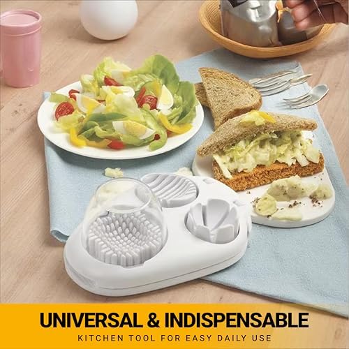 3-in-1 Egg Slicer for Hard Boiled Eggs, Stainless Steel Egg Cutter
