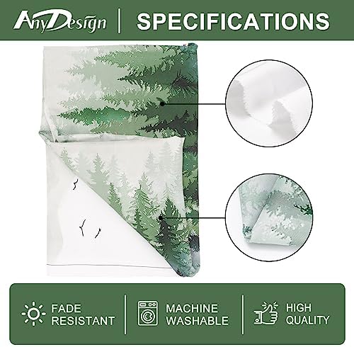 AnyDesign Greenery Forest Tablecloth Rectangle Watercolor Woodland