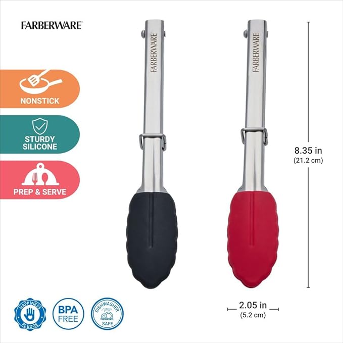 Farberware Classic S2 Mini Tongs Set of 2, 7-Inch Stainless Steel Kitchen Tongs - Image 2