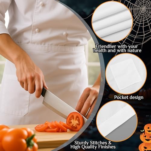 Shyyween White Half Bistro Burger Apron 26" Waist Chef Apron for Adult