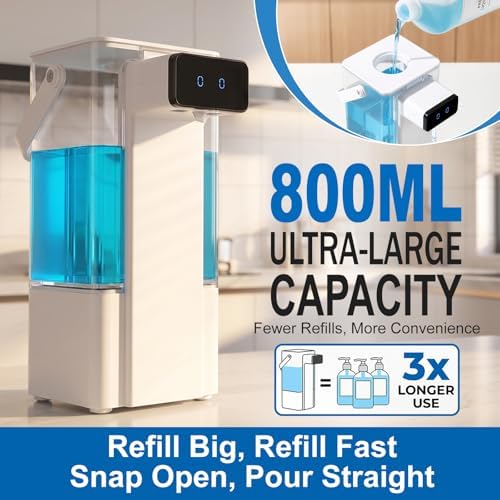 800ml/27oz Large Capacity Automatic Soap Dispenser, White