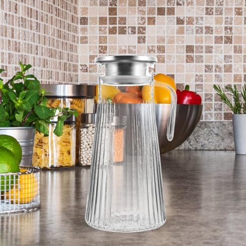 Acrylic Water Jug with Lid, 1.5l Stainless Steel Handle Pitcher