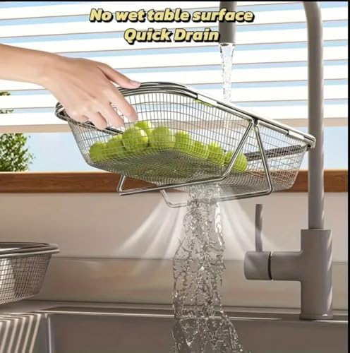 Stainless Steel Expandable Sink Basket, Adjustable Foldable Design
