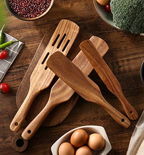 6 Pcs Natural Teak Wooden Spurtle Set