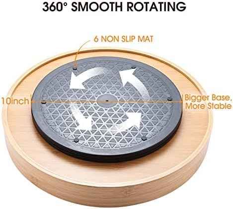 Lazy Susan Organizer 14 inch, Bamboo Lazy Susan for Table, Kitchen Turntable Organizer with Double Handles, Round Wood Rotating Turntable Spice Organizer for Countertop Cabinet or Pantry
