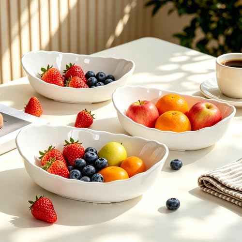 Ceramic Fruit Bowl for Kitchen Counter - 3 Tier Modern Fruit Basket Fruit Rack with Metal Stand, Tiered Fruit Stand for Snacks, Candy, Bread (Black)
