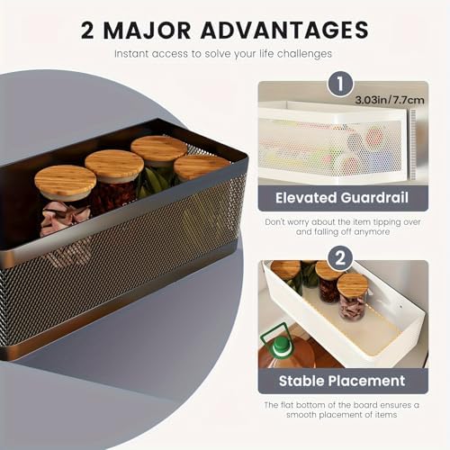 1 Pcs Magnetic Shelf For Fridge, Black, 11''L*4.9''W*3.9''H