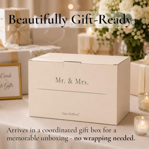 Triple Gifffted Mr and Mrs Coffee Mugs Couples Gift Set, 13oz Ceramic