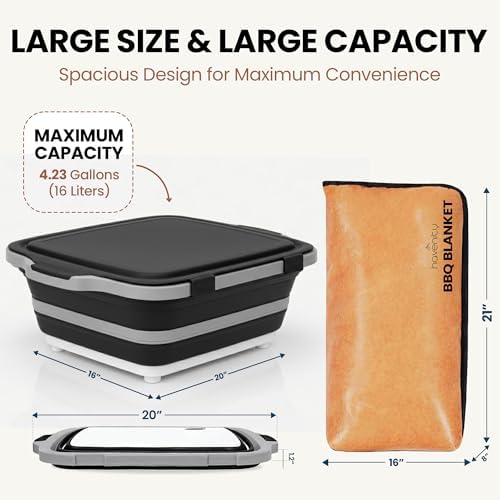 BBQ Prep Tub with BBQ Blanket, 16L Multifunctional Camping Cutting