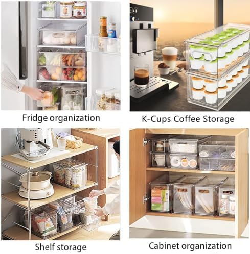 Mano Stackable Refrigerator Drawers, 4 Pack, Clear