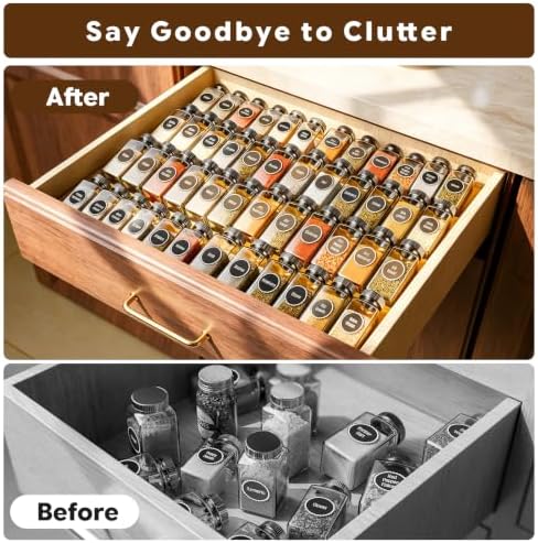 Simple Trending 4-Tier Expandable Bamboo Spice Drawer Organizer