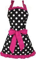 Hyzrz Cute Apron Retro Black Polka Dot Retro Ruffle Side Vintage Cooking Aprons by Hyzrz