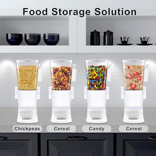 Cereal Dispenser Countertop with Bowls Spoons Cutlery Box, 3.2L Cereal Containers Storage Snack Dispenser for Pantry, Dry Food Dispenser for Snack, Oatmeal, White, 1Pc
